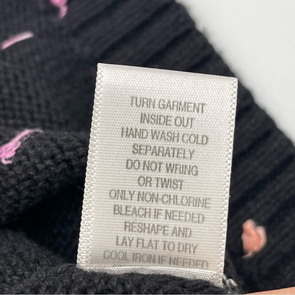 CJ Banks 1X Hand Embroidered Zip up Cardigan Sweater Vest Black Pastel Ramie - Picture 10 of 12